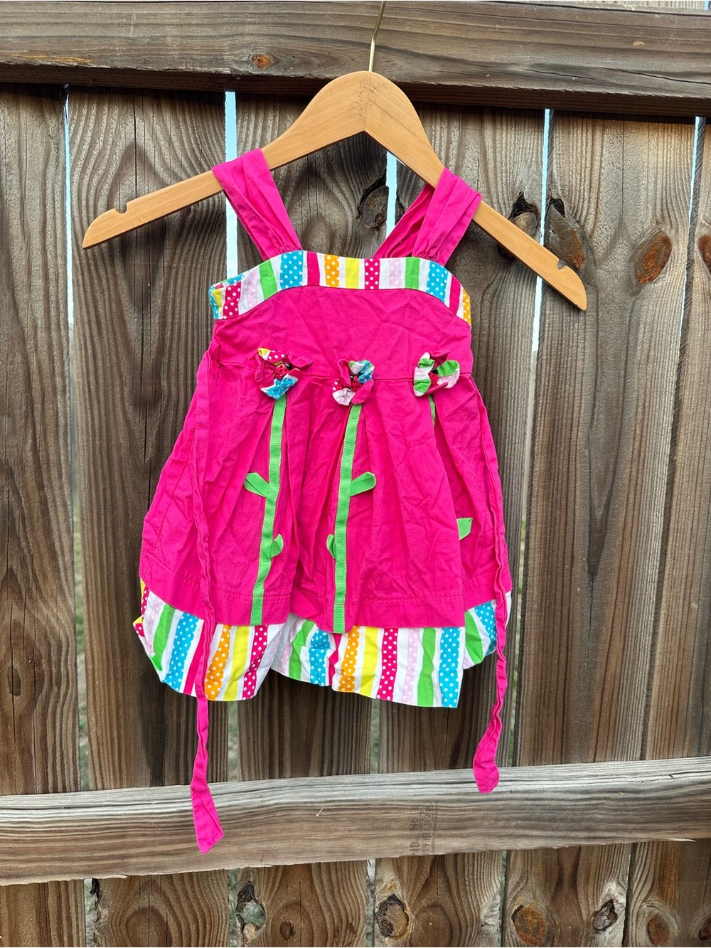Bonnie Jeans Baby vibrant hot pink sundress Floral Size 18 Months
